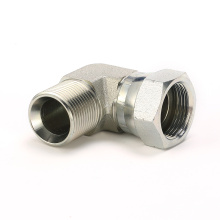 2B9 BSP Hydraulic adapter 90 degree elbow male to female carbon steel 60 cone seat swivel hydraulic connector